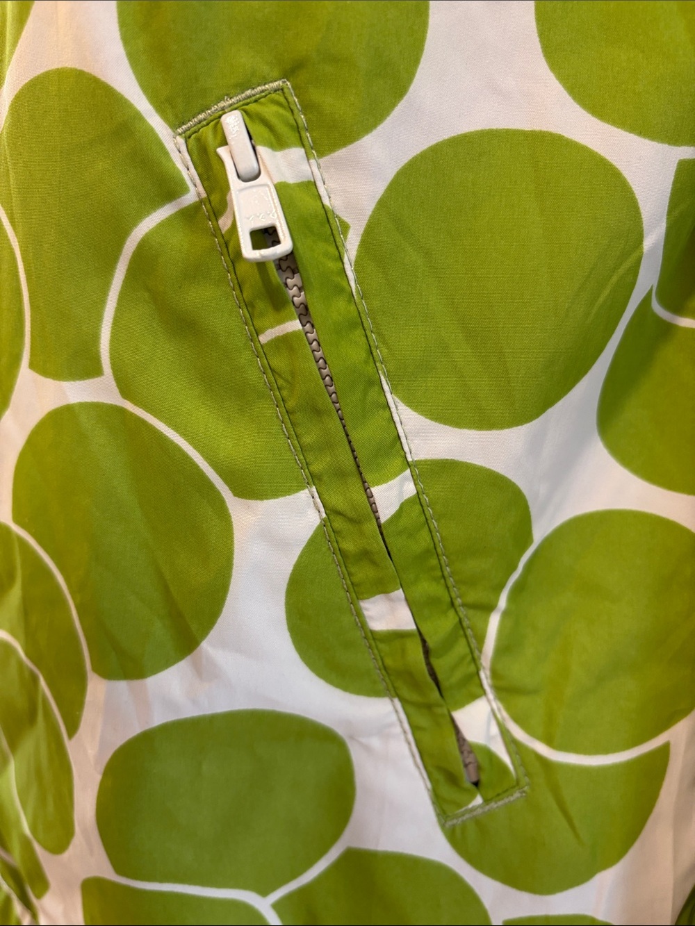 Boden NWOT Green White Giant Polka Dot Pullover Packable Anorak Jacket Size 8 - Picture 9 of 16